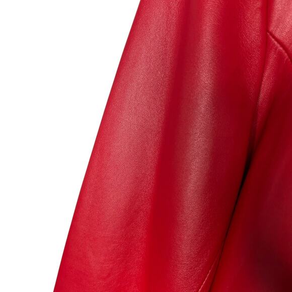 St. John Sport Red Leather Jacket Blazer Grommet Detailing Size Large - Picture 10 of 15